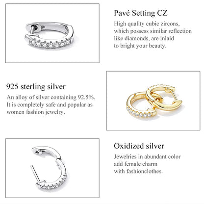 Zircon Huggie Hoop Earrings – 925 Sterling Silver