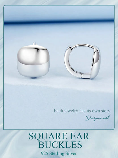 White Gold Square Hoop Earrings – Sterling Silver Lightweight Design