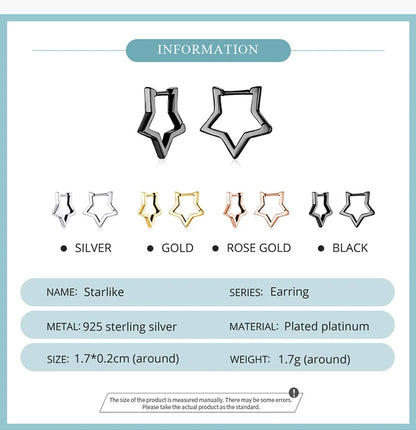 Star Hoop Earrings – Sterling Silver with Oxidized Finish