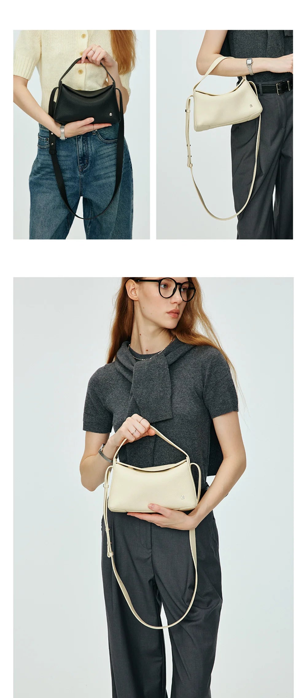 Soft Genuine Leather Mini Tote Crossbody