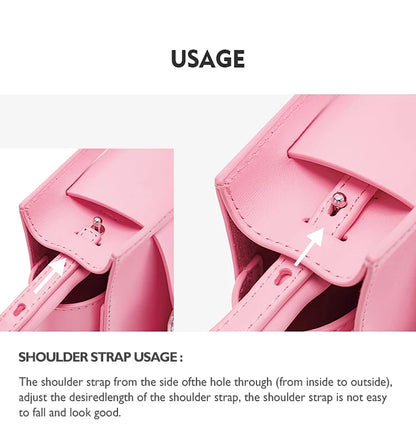 Genuine Leather Boxy Satchel – Diamond Accent Shoulder Bag