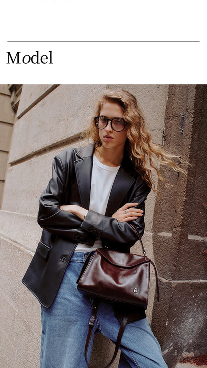 Genuine Leather Shoulder and Crossbody Tote