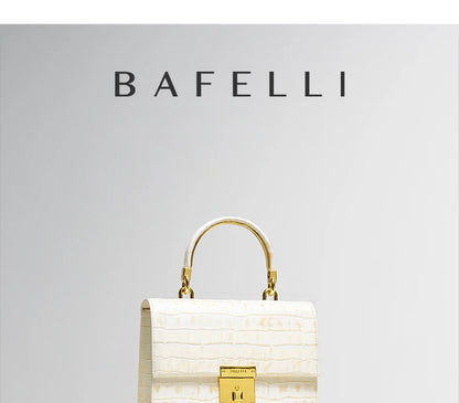 Genuine Leather Flap Shoulder Bag – Gold Lock Elegance