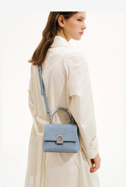 Split Leather Compact Square Tote