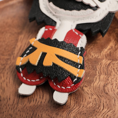 Handcrafted Alran Goatskin Leather Ne Zha Keychain Bag Charm