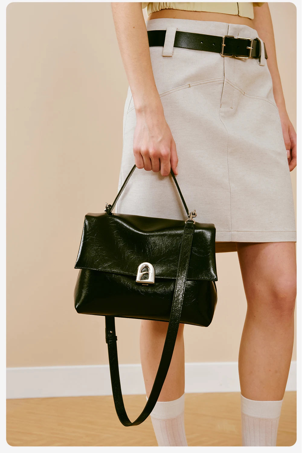 Split Leather Shoulder Crossbody Tote Bag