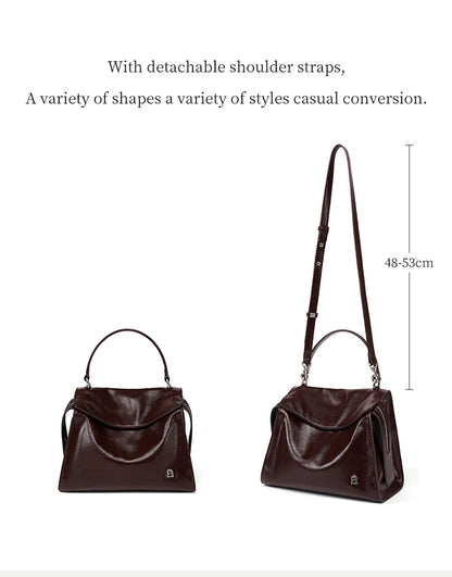 Genuine Leather Shoulder and Crossbody Tote