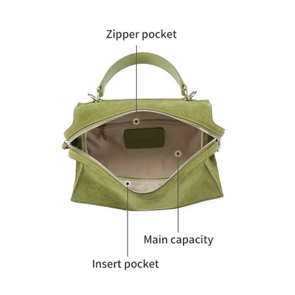 Green Split Leather Shoulder and Crossbody Bag