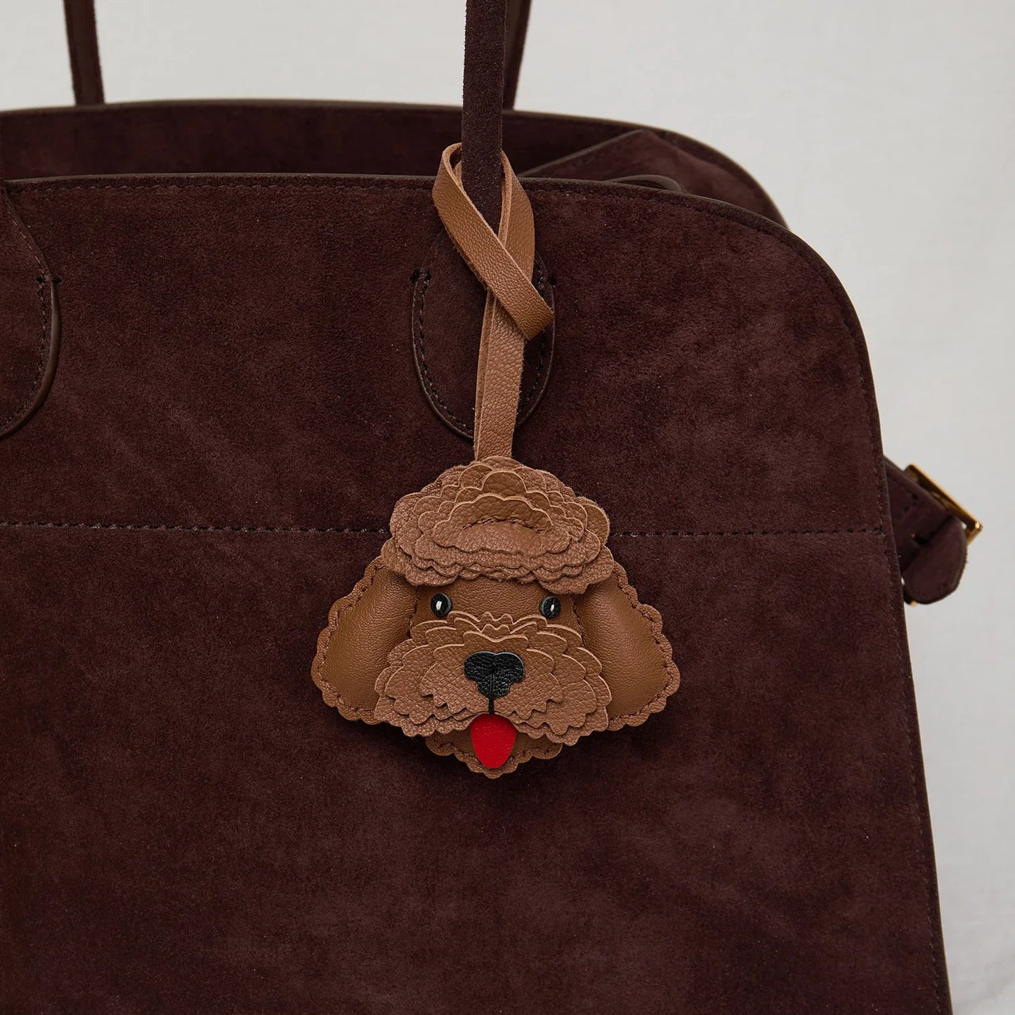 Teddy Dog Leather Bag Charm Keychain