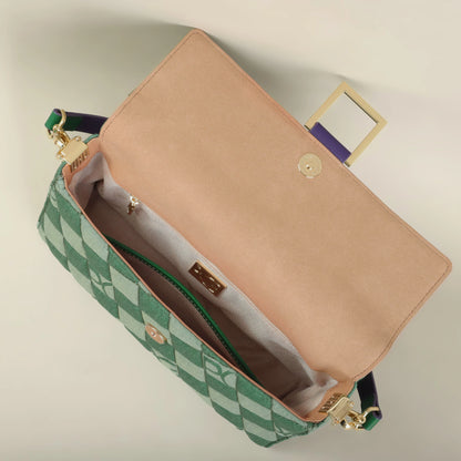 Bright Crossbody Bag – Elegant PU Satchel with Embroidery and Rivet Detail