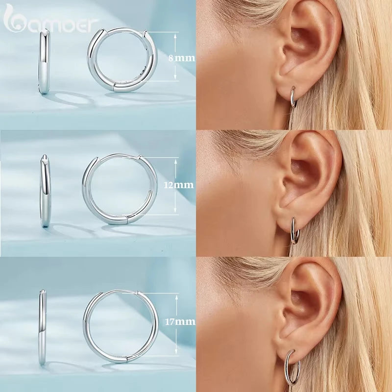 Minimalist Hoop Earrings – 925 Sterling Silver for Multiple Piercings