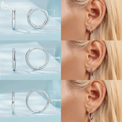 Minimalist Hoop Earrings – 925 Sterling Silver for Multiple Piercings