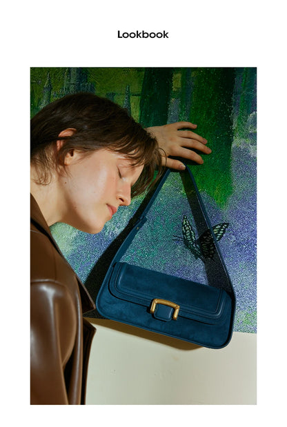 Split Leather Firm Shoulder Bag