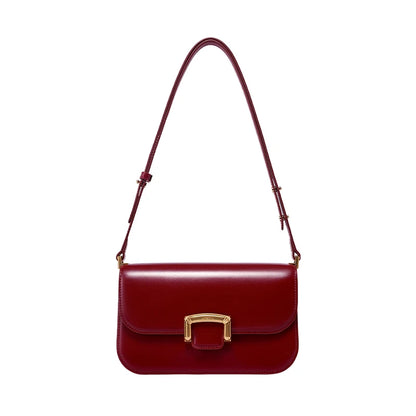 Structured Split Leather Square Shoulder Bag