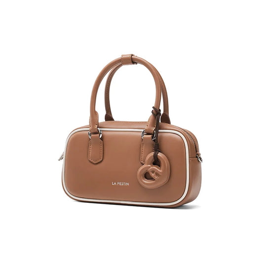 Split Leather Bowling Shoulder and Crossbody Tote