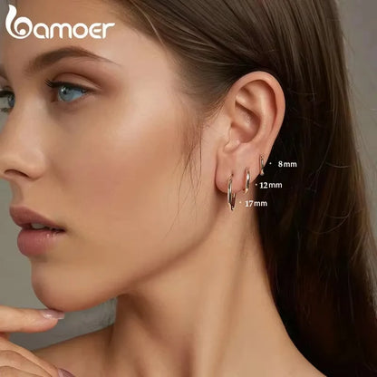 Minimalist Hoop Earrings – 925 Sterling Silver for Multiple Piercings