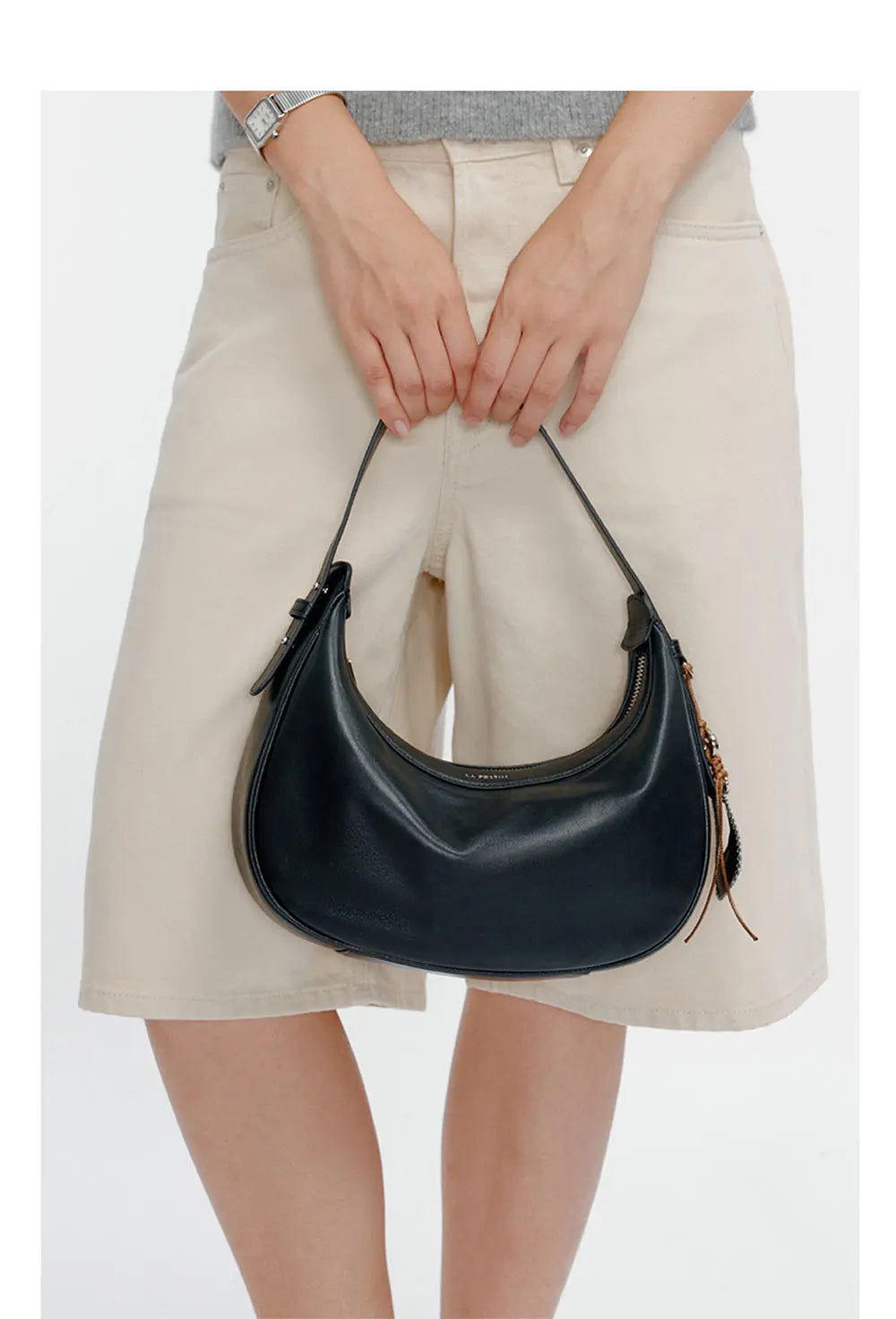 Genuine Leather Curved Tote Bag