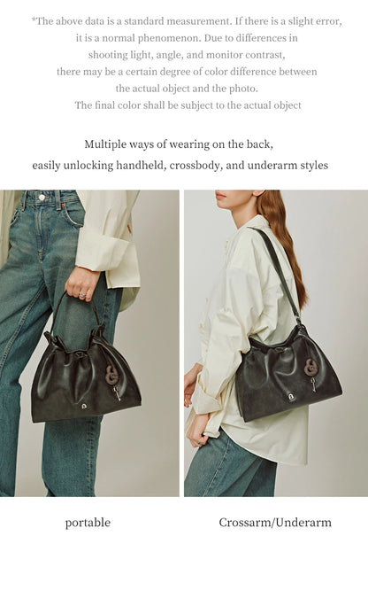 Genuine Leather Shoulder and Crossbody Tote