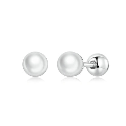 925 Sterling Silver Mini Ball Stud Earrings with Screw Back