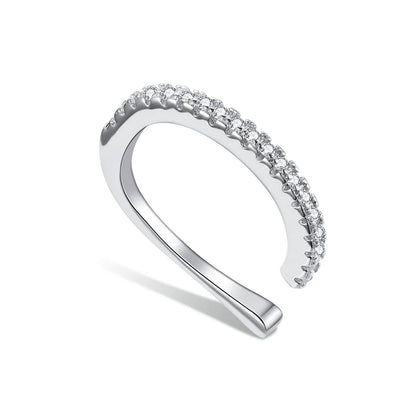 Sterling Silver Mono-earring with Zircon – Clip-On Geometric Style