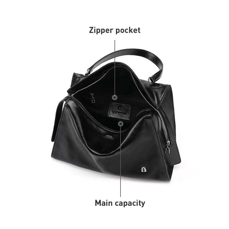 Genuine Leather Structured Tote Bag