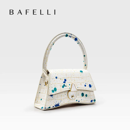 Genuine Leather Half Moon Shoulder Bag – Floral Lock Design