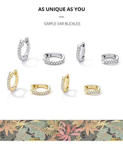 Zircon Huggie Hoop Earrings – 925 Sterling Silver