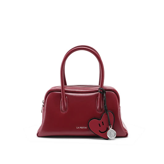 Soft Split Leather Small Tote Shoulder Bag