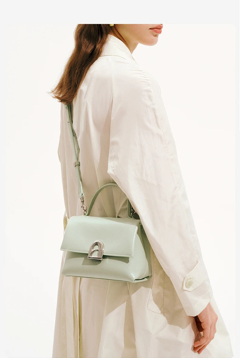 Split Leather Compact Square Tote