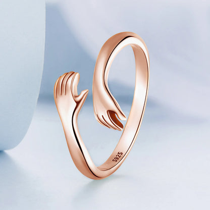 925 Sterling Silver Hug Ring with Open Adjustable Design