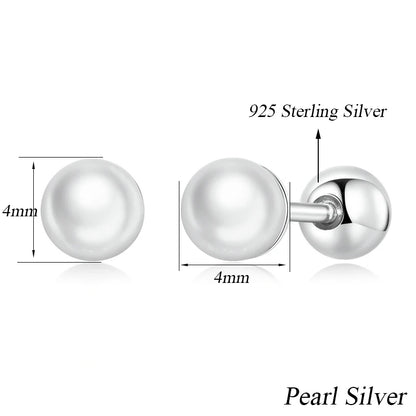 925 Sterling Silver Mini Ball Stud Earrings with Screw Back