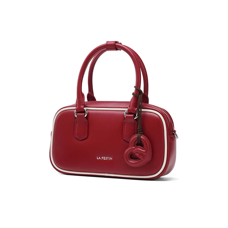 Split Leather Bowling Shoulder and Crossbody Tote