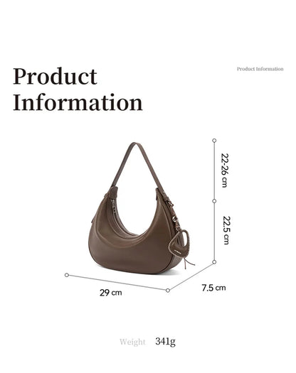 Genuine Leather Curved Tote Bag