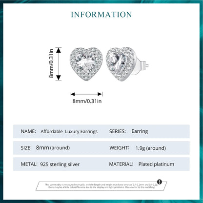 Gold Plated Heart Stud Earrings – Sterling Silver with Zircon