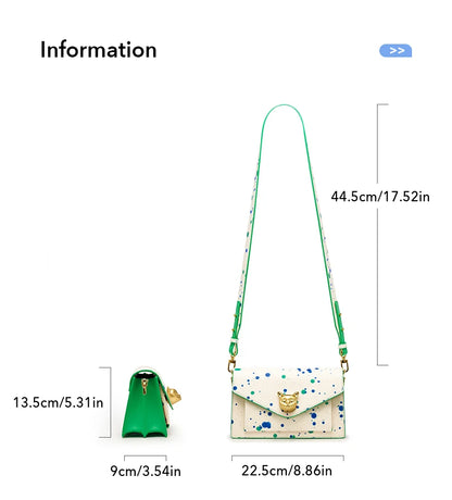 Genuine Leather Floral Flap Bag with Hasp Closure