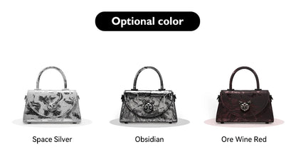 Genuine Leather Shell Handbag – Hasp and Flap Design