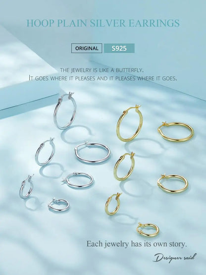 Hoop Earrings – 925 Sterling Silver, White Gold Plated