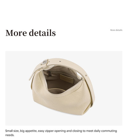 Genuine Leather Half Moon Shoulder and Crossbody Tote