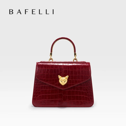 Crocodile Pattern Genuine Leather Flap Bag – Business Style with Lock