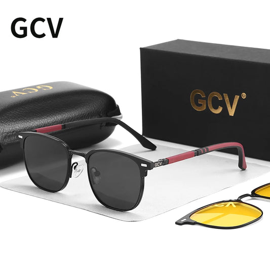 3 in 1 Rectangle Polarized and Optical Sunglasses Set