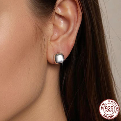 White Gold Square Hoop Earrings – Sterling Silver Lightweight Design