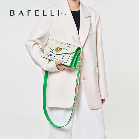 Genuine Leather Floral Flap Bag with Hasp Closure