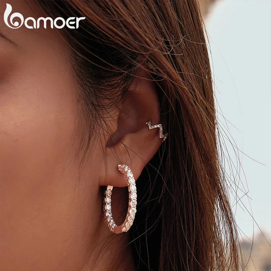 Cubic Zirconia Round Stud Earrings with Screw-Back Closure