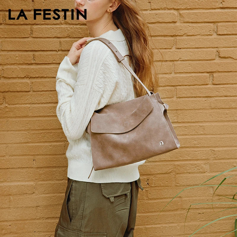 Genuine Leather Structured Tote Bag