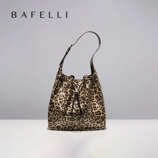 Soft Cowhide Leather Hobo Tote – Leopard Shoulder and Crossbody Bag