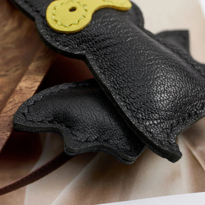 Black Bat Leather Bag Charm Keychain