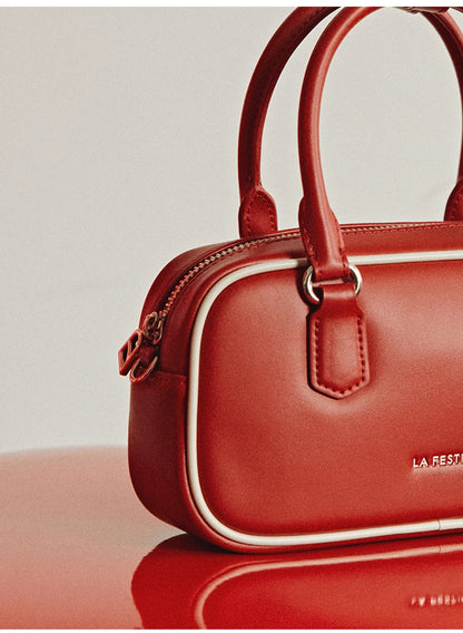 Split Leather Bowling Shoulder and Crossbody Tote