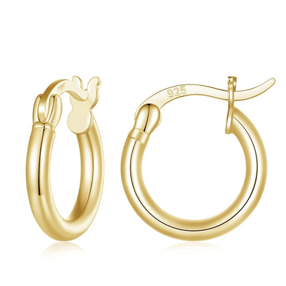 Hoop Earrings – 925 Sterling Silver, White Gold Plated