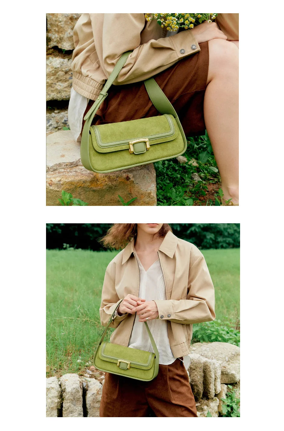 Split Leather Firm Shoulder Bag