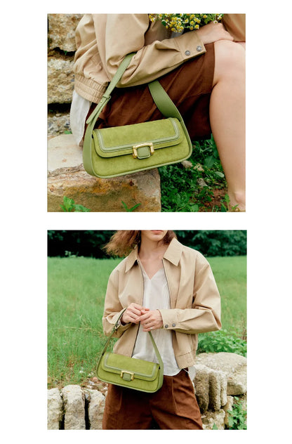 Split Leather Firm Shoulder Bag